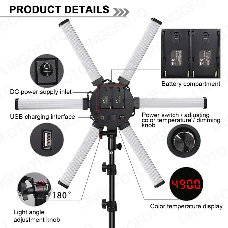 26 بوصة حلقة ضوء LED 3 وضع ضوء ستبليس يعتم استوديو الصور الملحقات UC9946