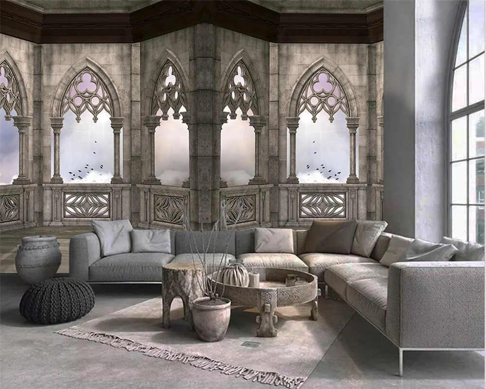 beibehang Customized wall papers home decor modern bedroom living room three-dimensional European arch background wallpaper