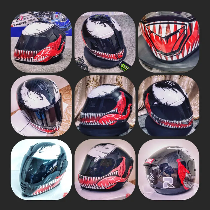 Creative Modified Motorcycle Moto Venom Helmet Stickers Vinyl Film Wrap Graphics Overlay Decal Decoration Accessories