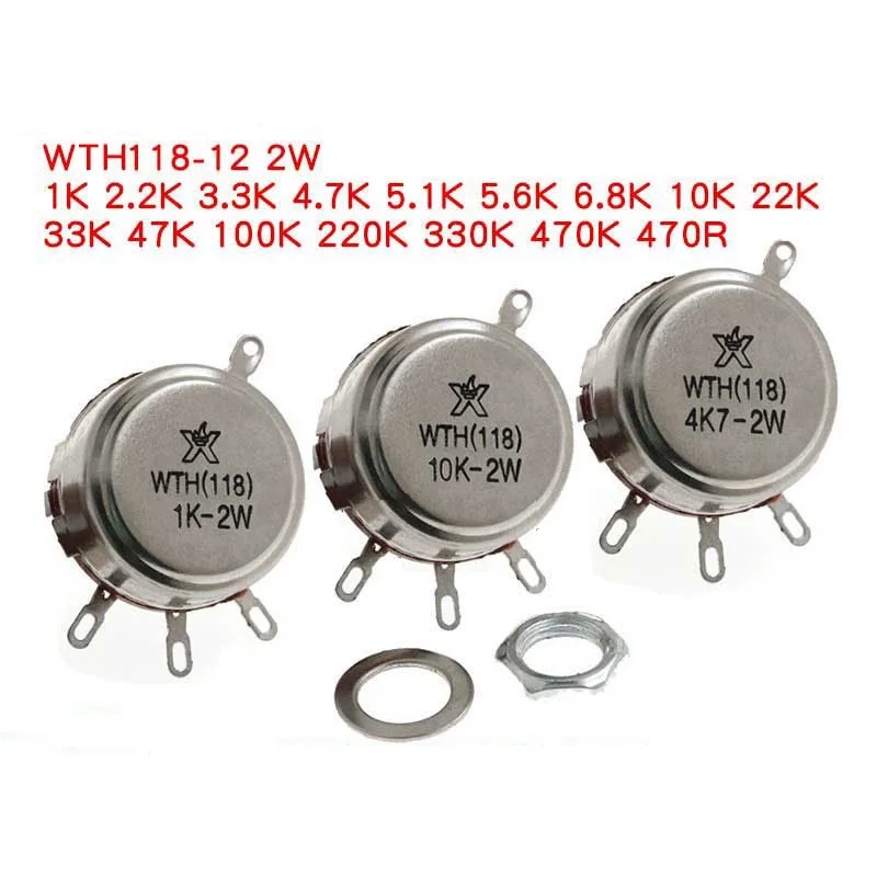 5PCS Potentiometer WH5-1A WX110/010 WTH118-1A/2W WX14-12/3W 100R 220R 330R 470R 1K 2.2K 4.7K 5.6K 6.8K 22K47K 100K Potentiometer