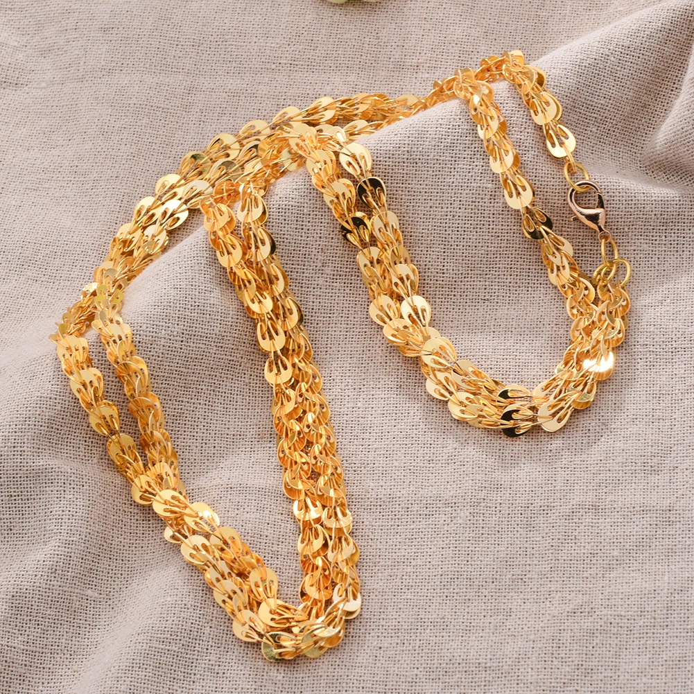120CM Indian Women's Necklace Gold Color Dubai Wedding Long Chain Accessory African Luxury Gift for Brides