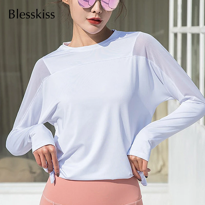 Plus Size Loose Mesh Sport Shirt For Women Fitness Long Sleeve Quick Drying Running Yoga Top Gym Tshirt Workout Wear