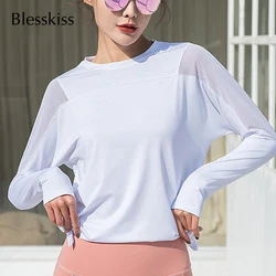 Plus Size Loose Mesh Sport Shirt For Women Fitness Long Sleeve Quick Drying Running Yoga Top Gym Tshirt Workout Wear