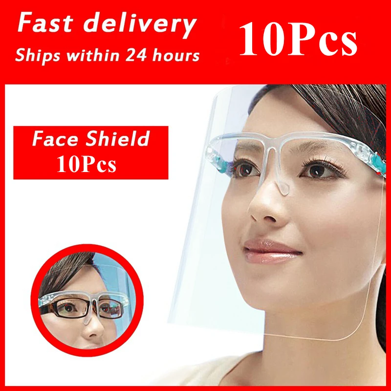 Plastic Full Face Shield Cover Anti Oil Spitting Protective Isolation Mask PET Tranparent Dustproof Facial Protection Visor