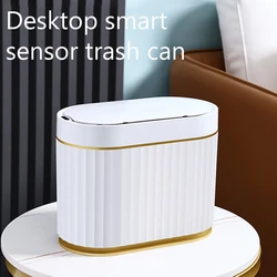 cubo de basura papelera escritorio papelera baño cubo basura reciclaje XiaoGui-cubo de basura con Sensor inteligente, cubo de basura pequeño y bonito, de lujo, con cesta cubierta, para dormitorio, 4L