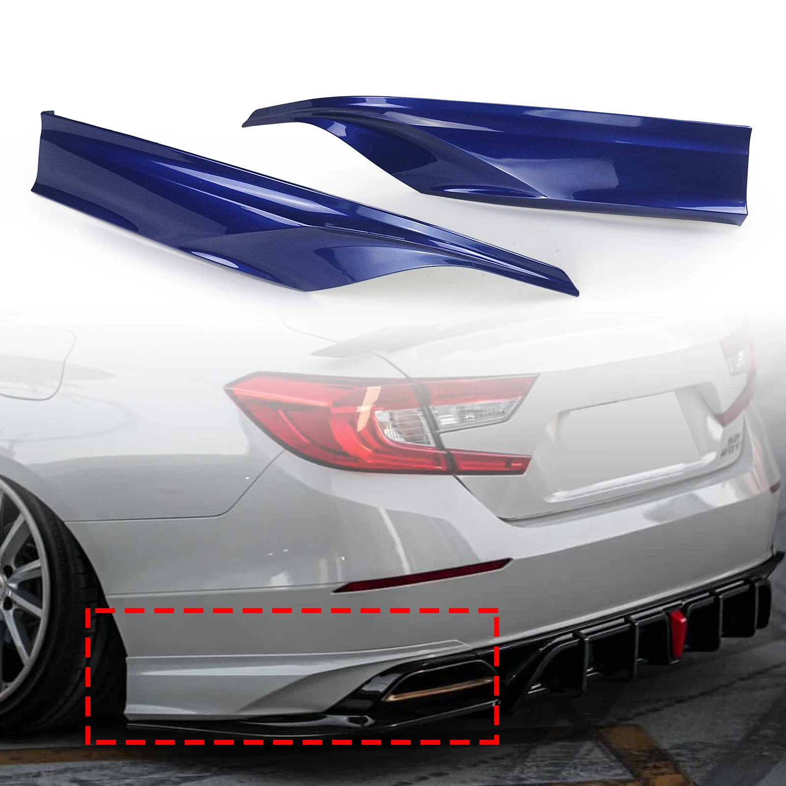 

For Honda Accord 2018-2022 All Models YOFER Rear Bumper Side Splitter Lower Diffuser Cover Lip Spoiler Canard Guard Corner Trim