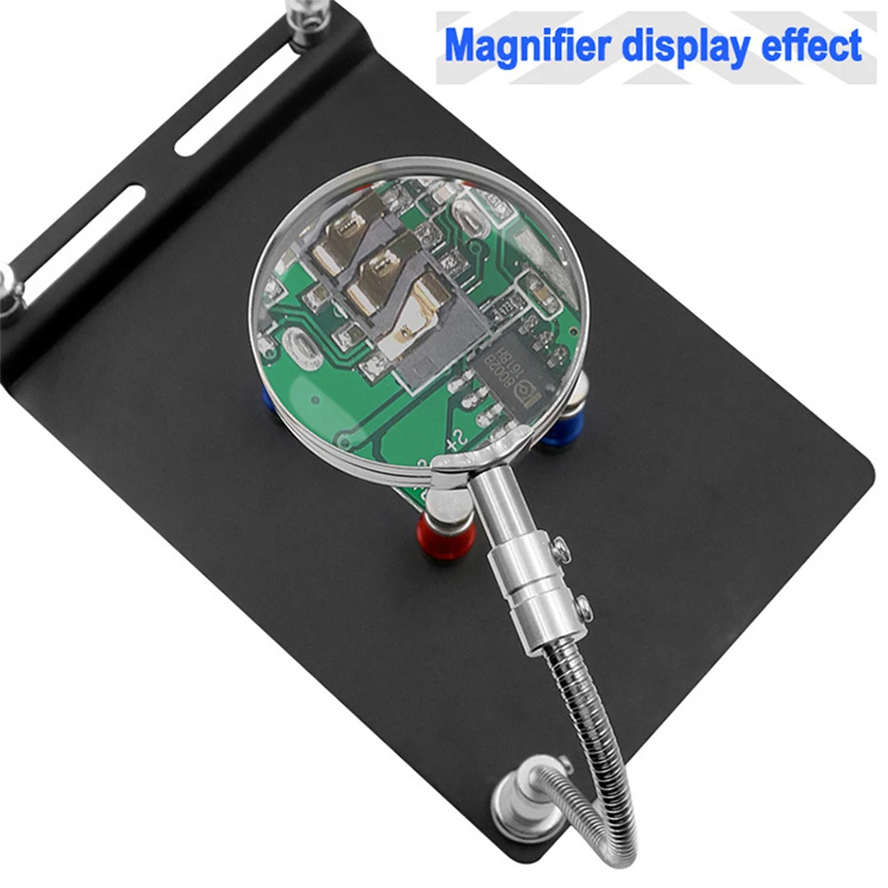 Magnetische Pcb Board Vaste Clip Flexibele Arm Solderen Derde Hand Vergrootglas Glas Soldeerbout Houder Reparatie Tools
