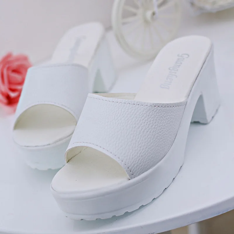 Women Fashion Wedges Flip Flop Sandals Stylish High Heel Leather Platform Shoes