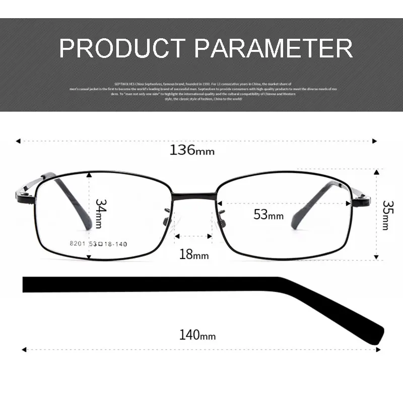 Ultra-Light Titanium Alloy Frame Eye Glasses Men Business Style Full Rim Spectacles with Spring Hinges Myopia Eyewear