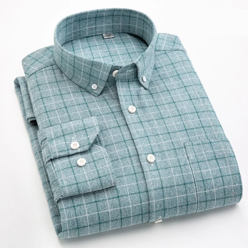 

Men's Casual Plaid Shirts Pocket Long Sleeve Slim Fit Comfortable Soft Brushed Flannel Shirt Leisure Styles Tops Men Shirt DS397