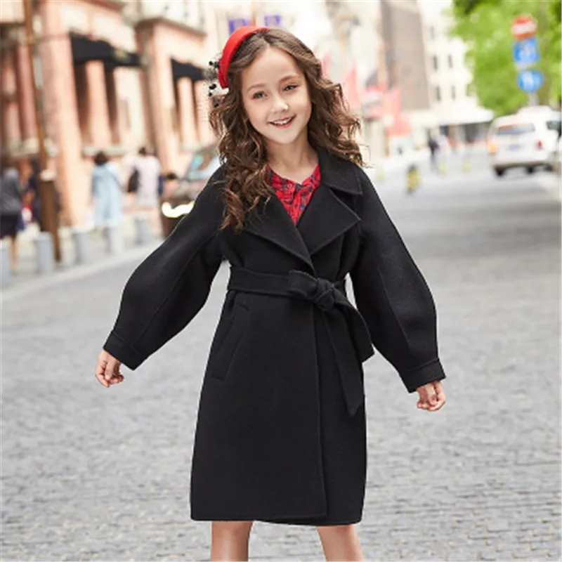 childen Girls' coats girls mid-length wool double-sided woolen coat fashion coat