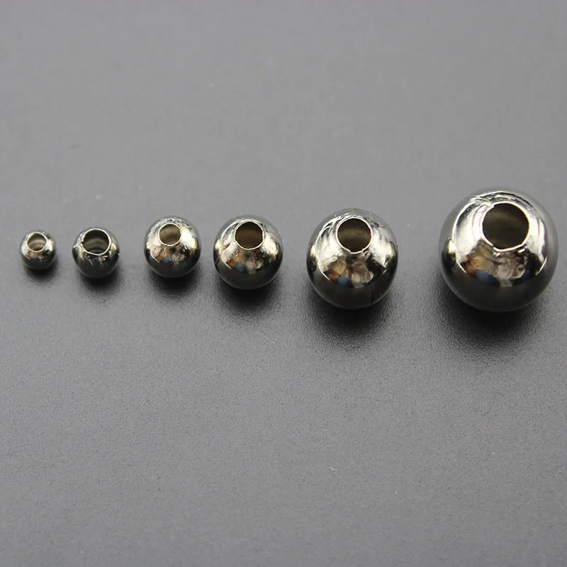 100Pcs 2/3/4/5/6/8/10mm Metal Beads Needlework Smooth Round Ball Loose Spacer Beads For Bracelet Jewelry Making Diy Accessories