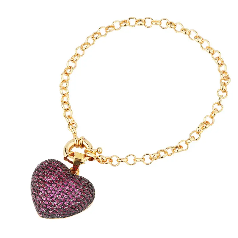 SINZRY new fashion costume jewelry AAA cubic zirconia micro pave heart women's charm bracelets