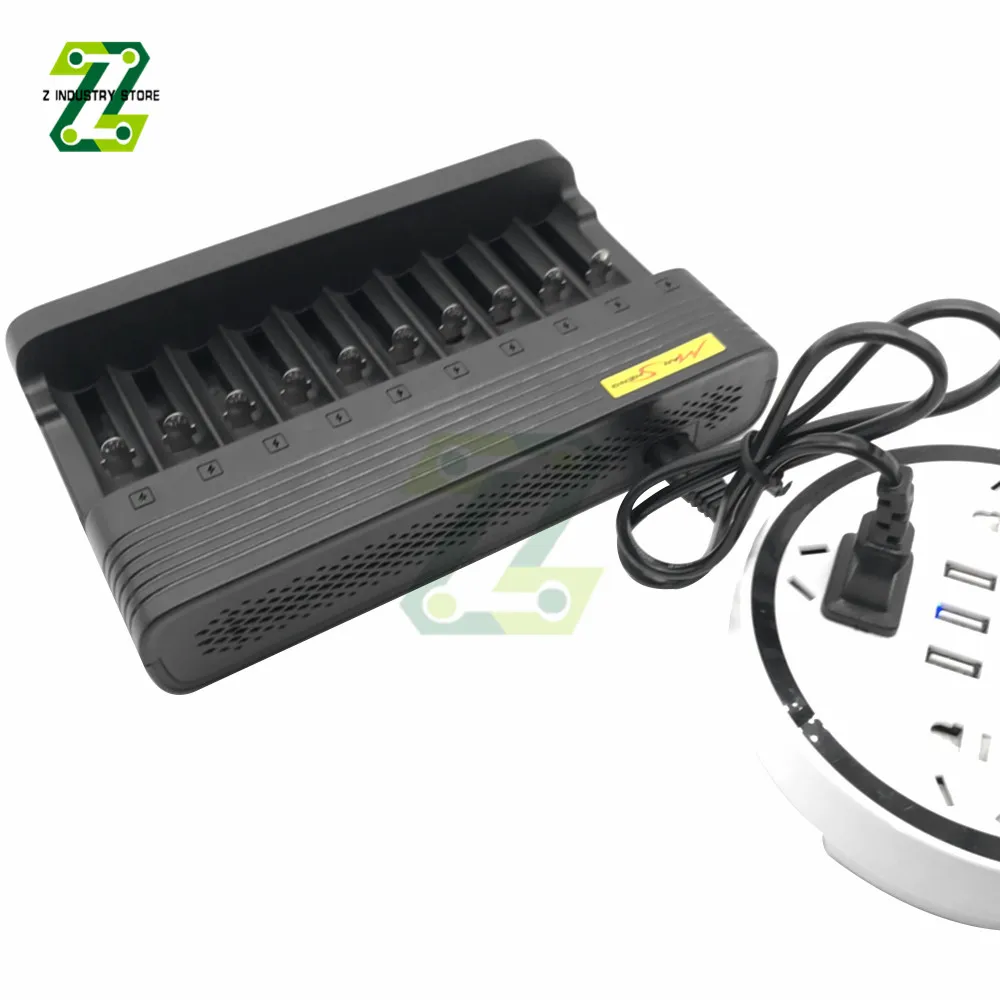 18650 Battery Charger Smart Lithium Charging Li-ion Rechargeable Battery Charger 10Slots For 14500 16350 18500