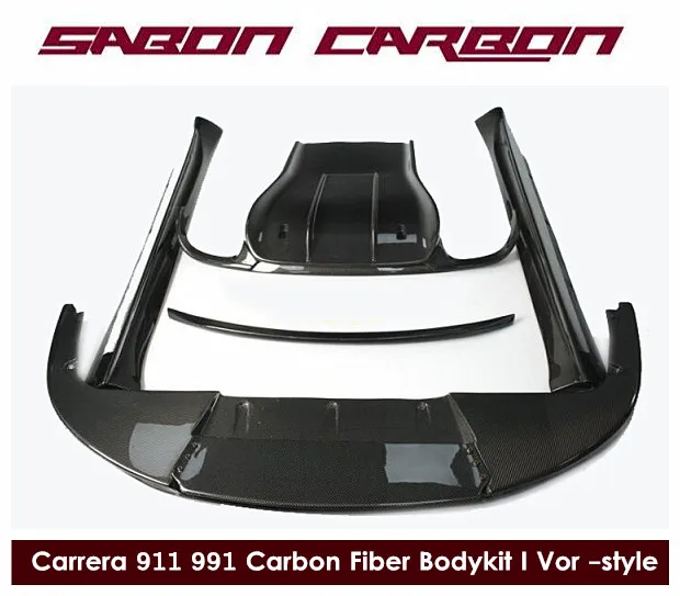 For Porsche Carrera 911 991 Body kit Front Bumper Splitter Side Skirts Diffuser Spoiler Vor style car styling