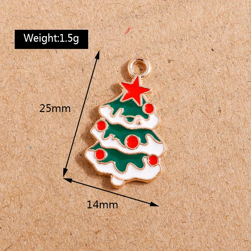 10 Stück Mix süße Emaille-Weihnachtsanhänger für die Schmuckherstellung, Weihnachtsbaum, Hirschglocke, Charms-Anhänger für Halsketten, Ohrringe, Geschenke – Detail 10