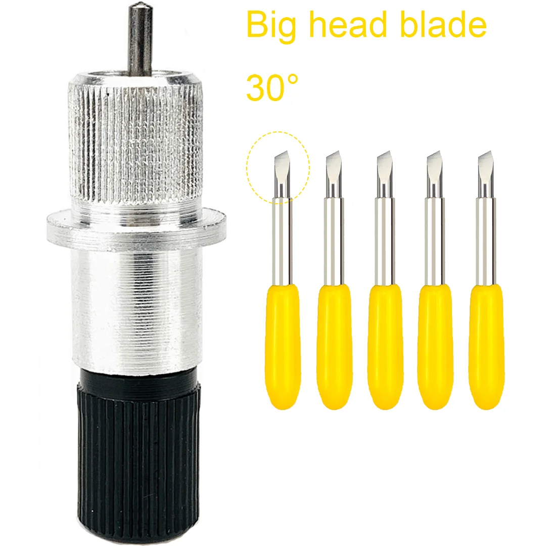 5pcs 30 Degree Dia. 2mm Big Head Plotter Blade Vinyl Cutter Cutting Plotter for Roland + 1pc Blade Holder Adjustable