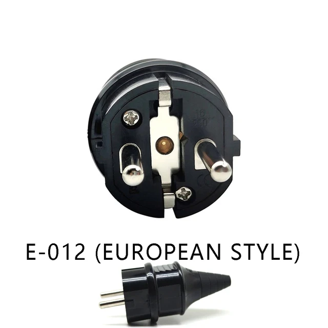 E-012 European Schuko 16A Power Plug IP44 Industry France/Germany Connector EU 2 Round Pins Adapter Type F AC Electrical Power 1