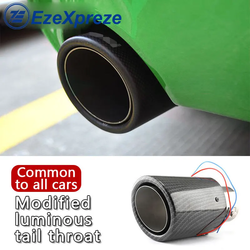 Car Carbon Fibre Glossy Exhaust System Muffler Pipe Tip Straight Universal Black Stainless Mufflers Decorations RV Car