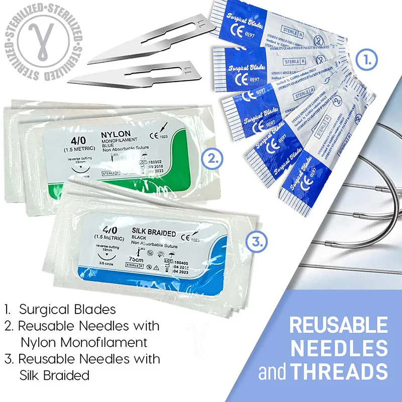 17pcs surgical Skin suture Simulated training kit Needle Scissors Tool Operate Suture Practice Dental Teaching Model