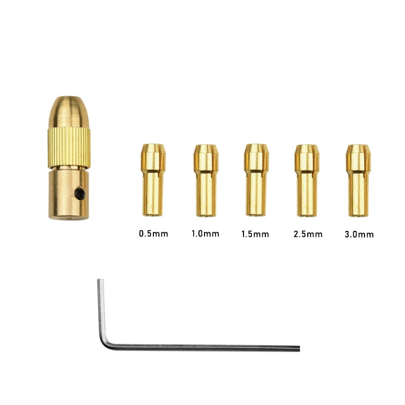SHENHAOXU 8pcs 0.5-3mm di alta qualità piccolo trapano elettrico pinza MicroTwist trapano mandrino in rame Set con chiave a brugola