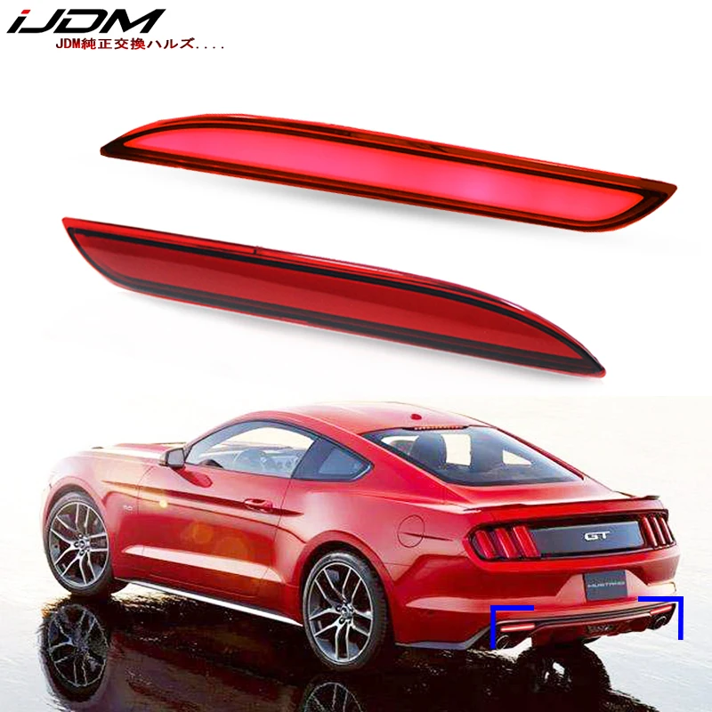 

iJDM 3D Optic LED Bumper Reflector Lights For 2015-2017 Ford Mustang Function as Tail/Brake or Rear Fog Lamps Turn Signal Lights