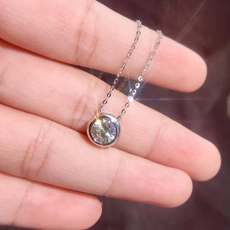 BLACK AWN Silver Color Necklace for Women Cute Round Necklaces Pendants Sterling Silver Jewelry K046