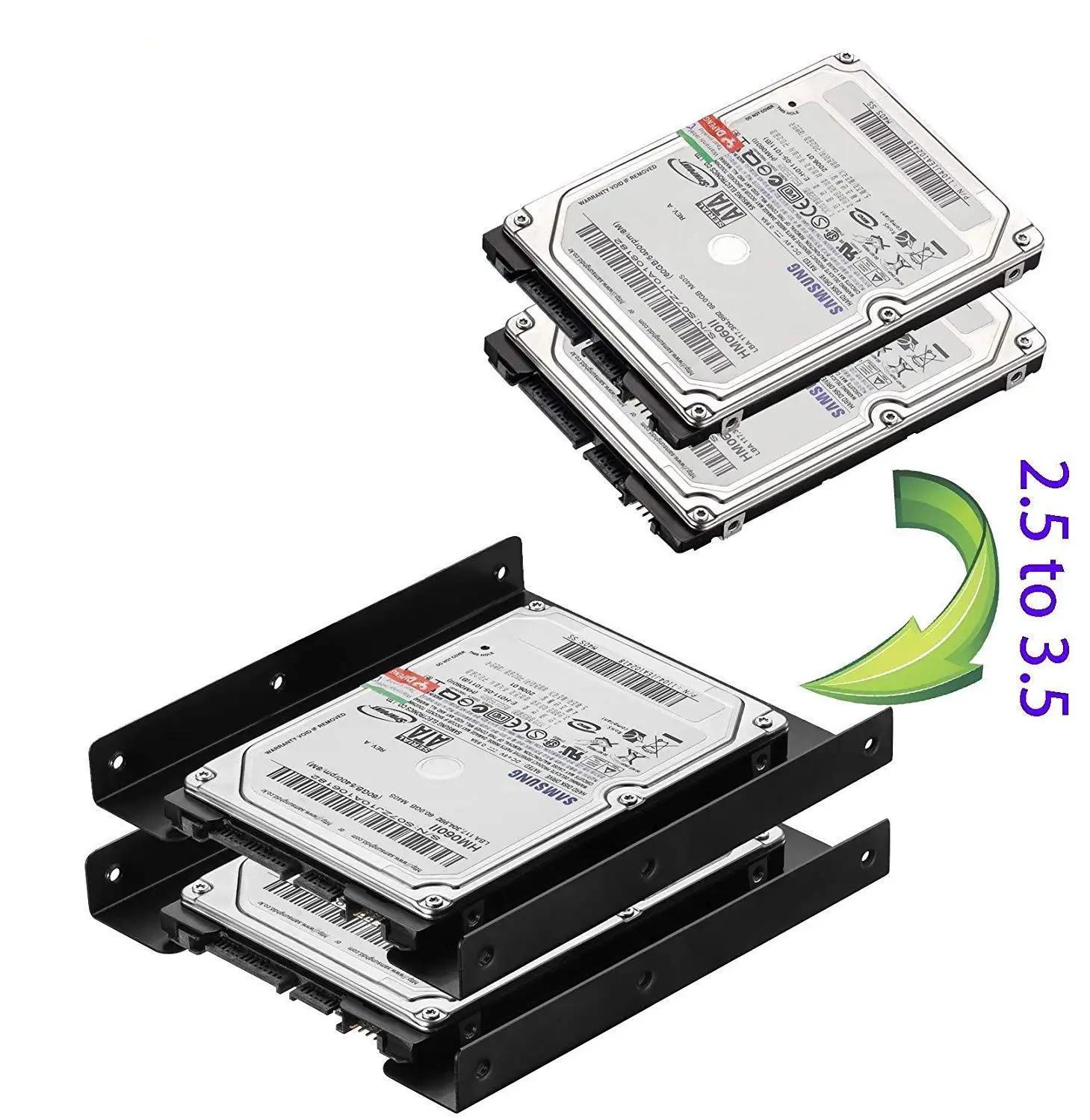 Paquete de 6 soportes de montaje SSD, adaptador de 2,5 a 3,5, disco duro HDD SSD, soporte de bahías, adaptador de soporte de montaje de Metal para PC SSD