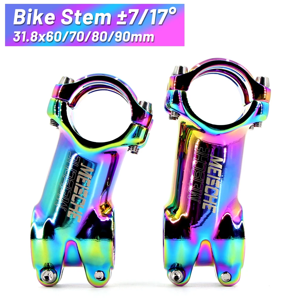 Meische MTB Road Bicycle Stem 7 17 Degree Ultralight Color Bike Stem 31.8mm 60/70/80/90mm Bicycle Power Mountain MTB Parts