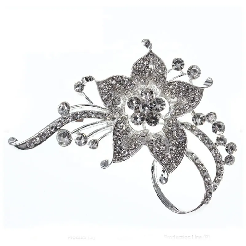 100pcs/lot  Wedding Rhinestone Crystal Flower Shape Brooches Pins for Bridal Bouquet Decoration