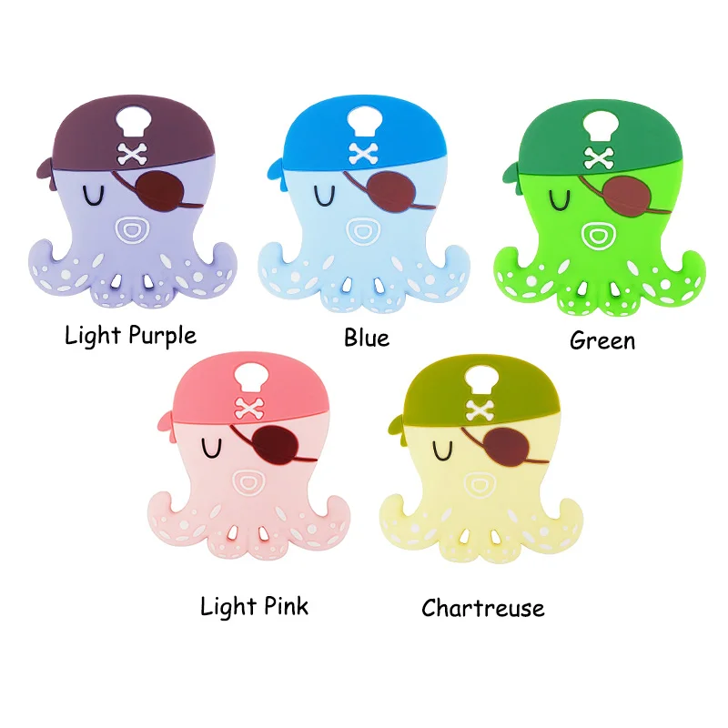 

Chenkai 5PCS Pirate Squid Silicone Baby Teethers BPA Free Sensory Pacifier DIY Infant Necklace Pendant Teething Chewing Toy