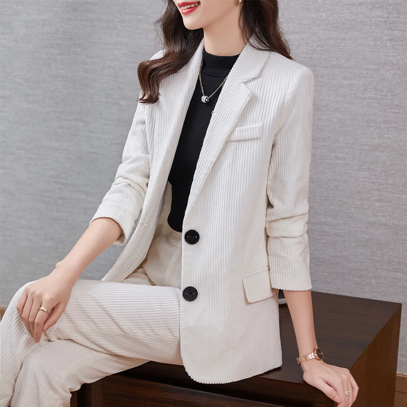 Uniforme formel, pantalon en tissu de haute qualité, manches longues, pour femmes professionnelles, tenue de travail, ensemble blazer, automne hiver