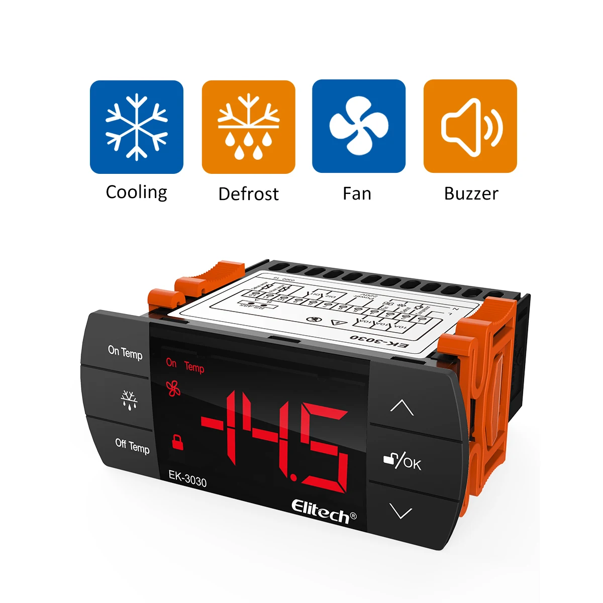 Elitech EK-3030 regolatore di temperatura digitale 110V termostato centigradi ventola di scongelamento di raffreddamento a 3 stadi