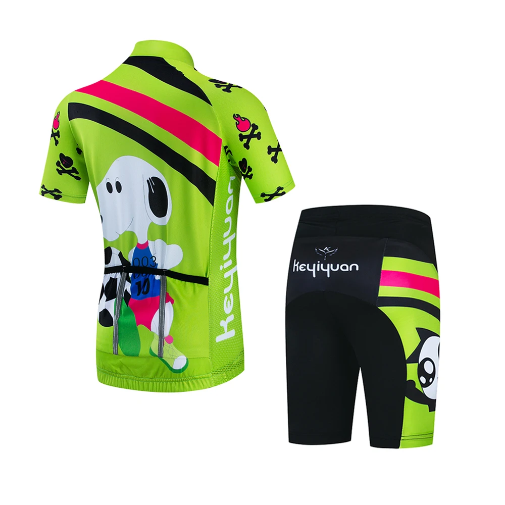 KEYIYUAN Child Cycling Jersey Suit Kid Summer Short Sleeve Mountain Bike Clothes Boy Girl Bicycle Clothing Little Cute MTB Serve