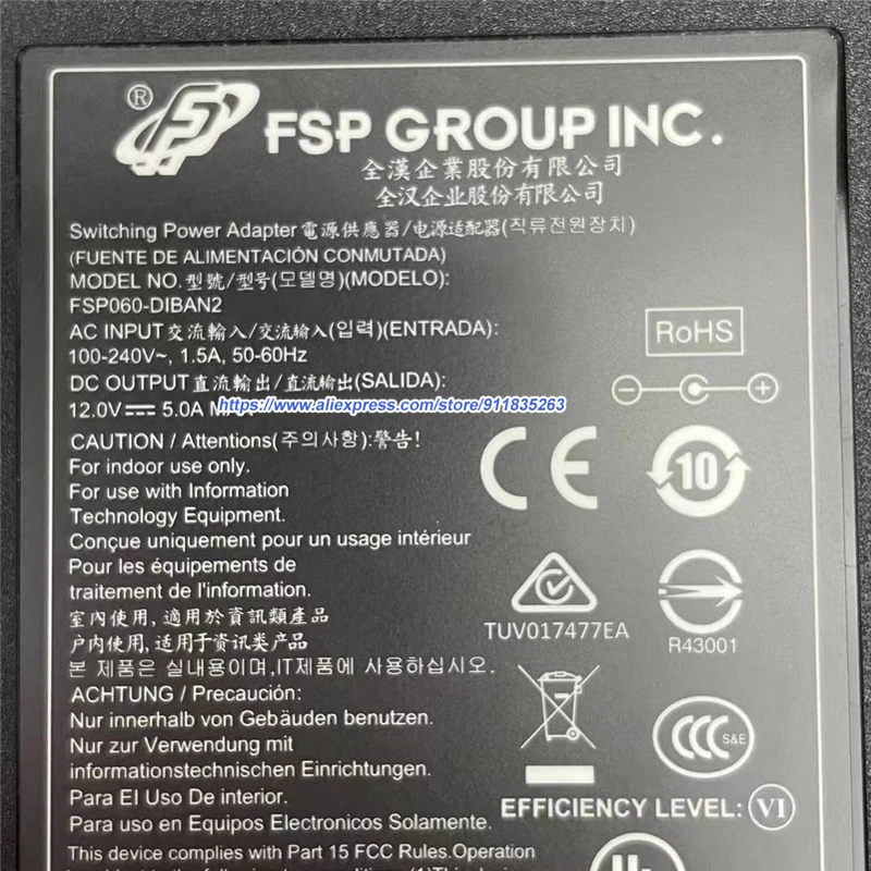 Imagem -02 - para Asustor As202te Lcd Led Monitor Fsp Fsp060-diban2 12v 5a Adaptador de Alimentação Comutação Fsp060-dhav1 Fsp060-dbae1 Fsp060-dbab11