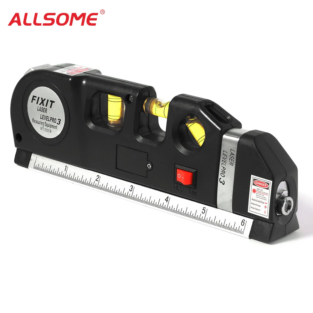 ALLSOME Multifunction Tape Messure Laser Level Measuring Tool with Calculator HT2654