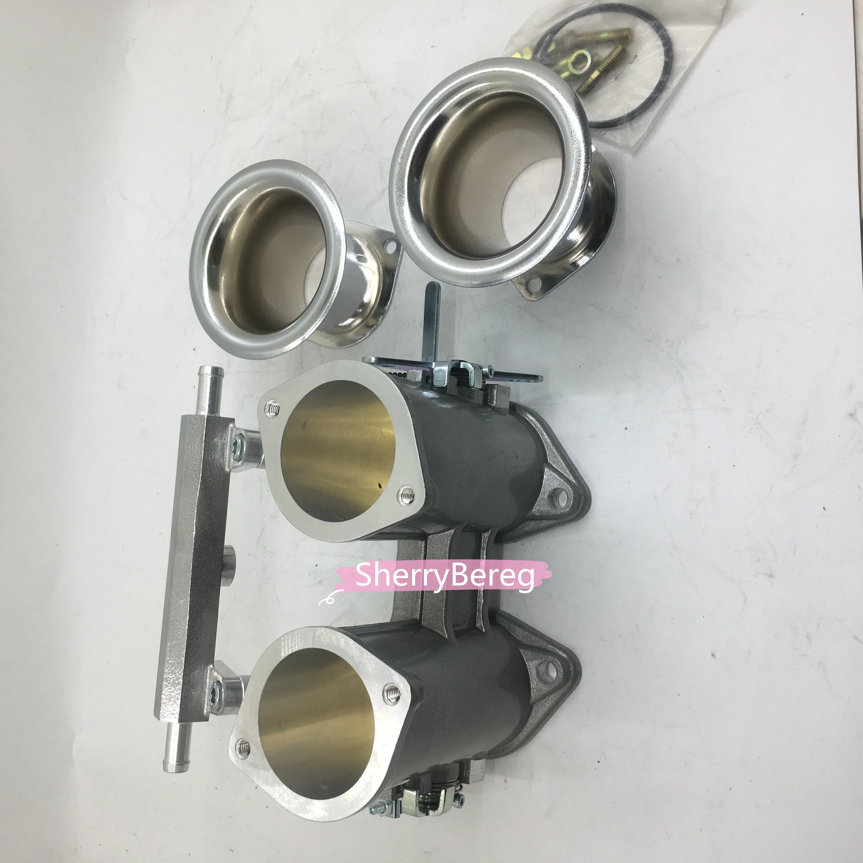 SherryBerg 48dcoe 48 dcoe 48mm DCOE Corpo de corpo de acelerador duplo com buzinas de ar de trilho de combustível para Weber/Dellorto/Solex DCOE/DHLA carb