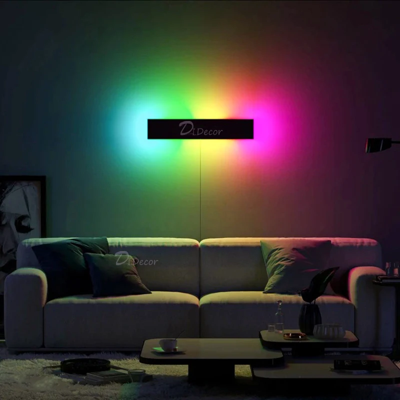 Nordic RGB Wall Lamp for Living Room Decoration Colorful Wall Lights Bedroom Dining Room Indoor Lighting Remote Control Sconce