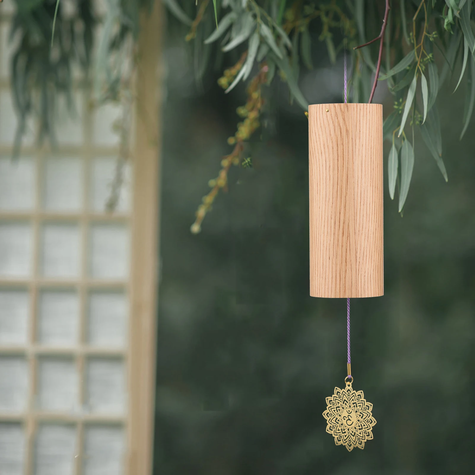 Chakra Chimes Natural Bamboo Wind Chime Meditation Chord Windbell for Outdoor Garden Patio Home Decoration Meditation Relaxation