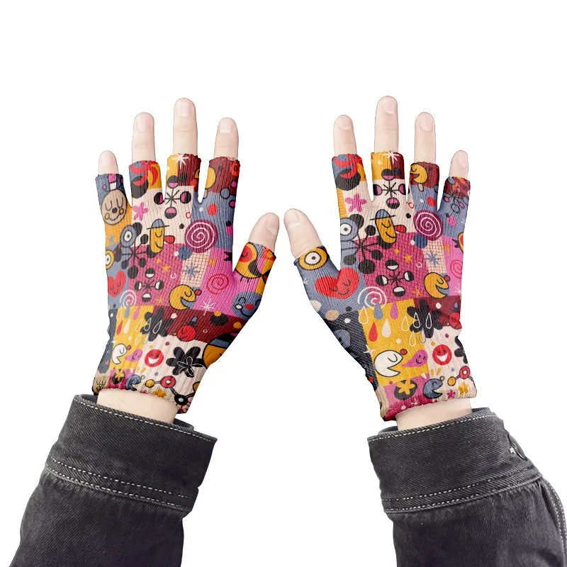 Gants de dessin animé unisexe pour hommes et femmes, mitaines courtes, doigt de cyclisme mignon, mode automne et hiver, Kawaii