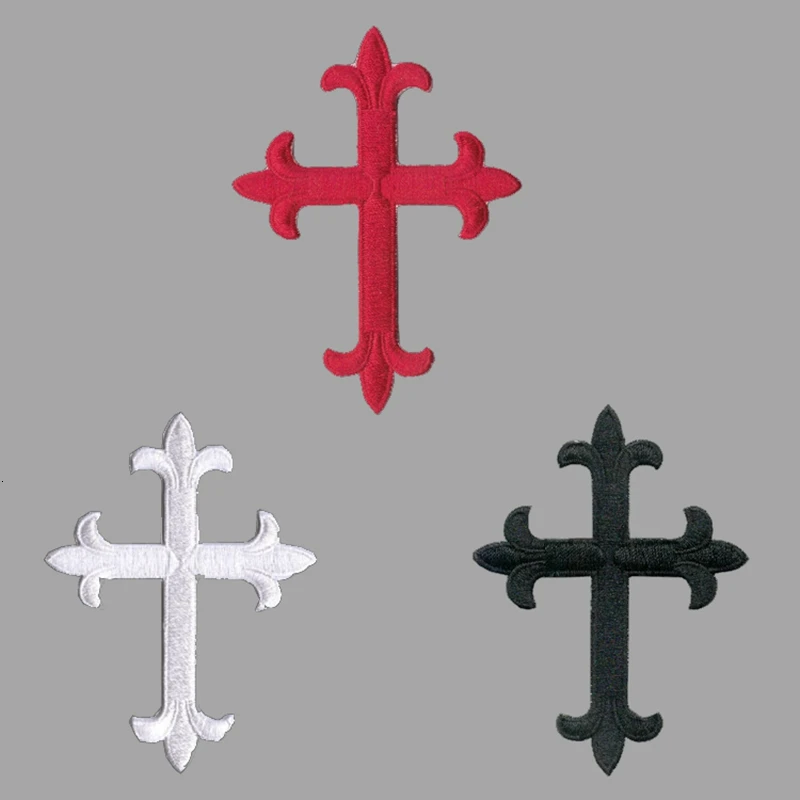 White Red Black Cross DIY Cloth Badges Mend Decorate Patch Jeans Bag Clothes Apparel Sewing Decoration Applique Patches Badge