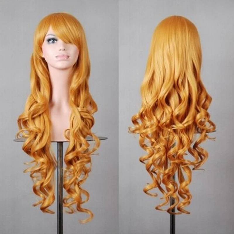 Perruque Body Wave bouclée synthétique 80cm, perruques pour déguisement Anime de haute qualité, perruques pour femmes, déguisement de Cosplay, perruques violettes argentées gris bleu rouge, C22K165