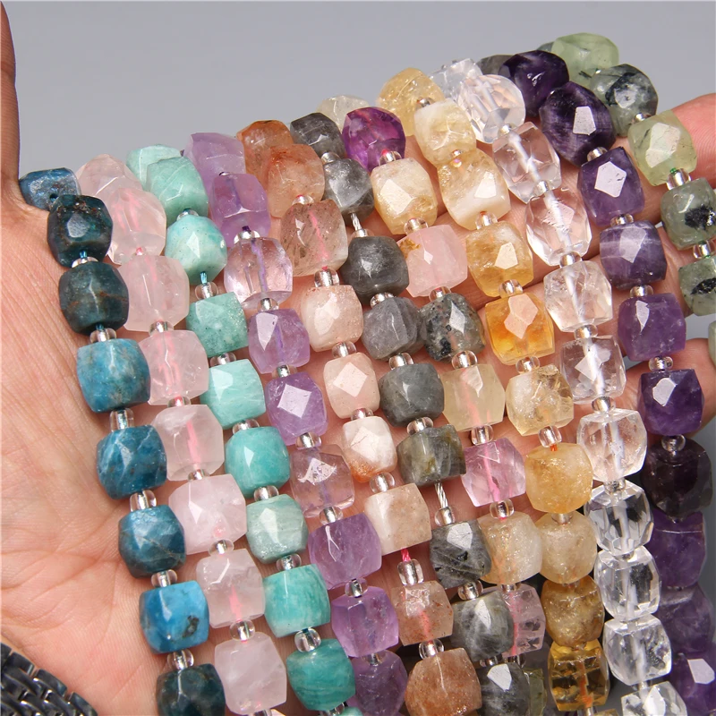 Natural Faceted Mineral Stone Beads Quartz Cube Beads Crystal Square Amethysts Beads For Jewelry Making Diy Necklace Bracelet