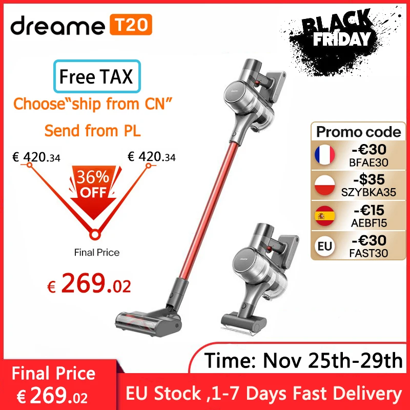 

Dreame T20 Handheld Cordless Vacuum Cleaner Intelligent All-surface Brush 25kPa All In One Dust Collector Floor Carpet Aspirator