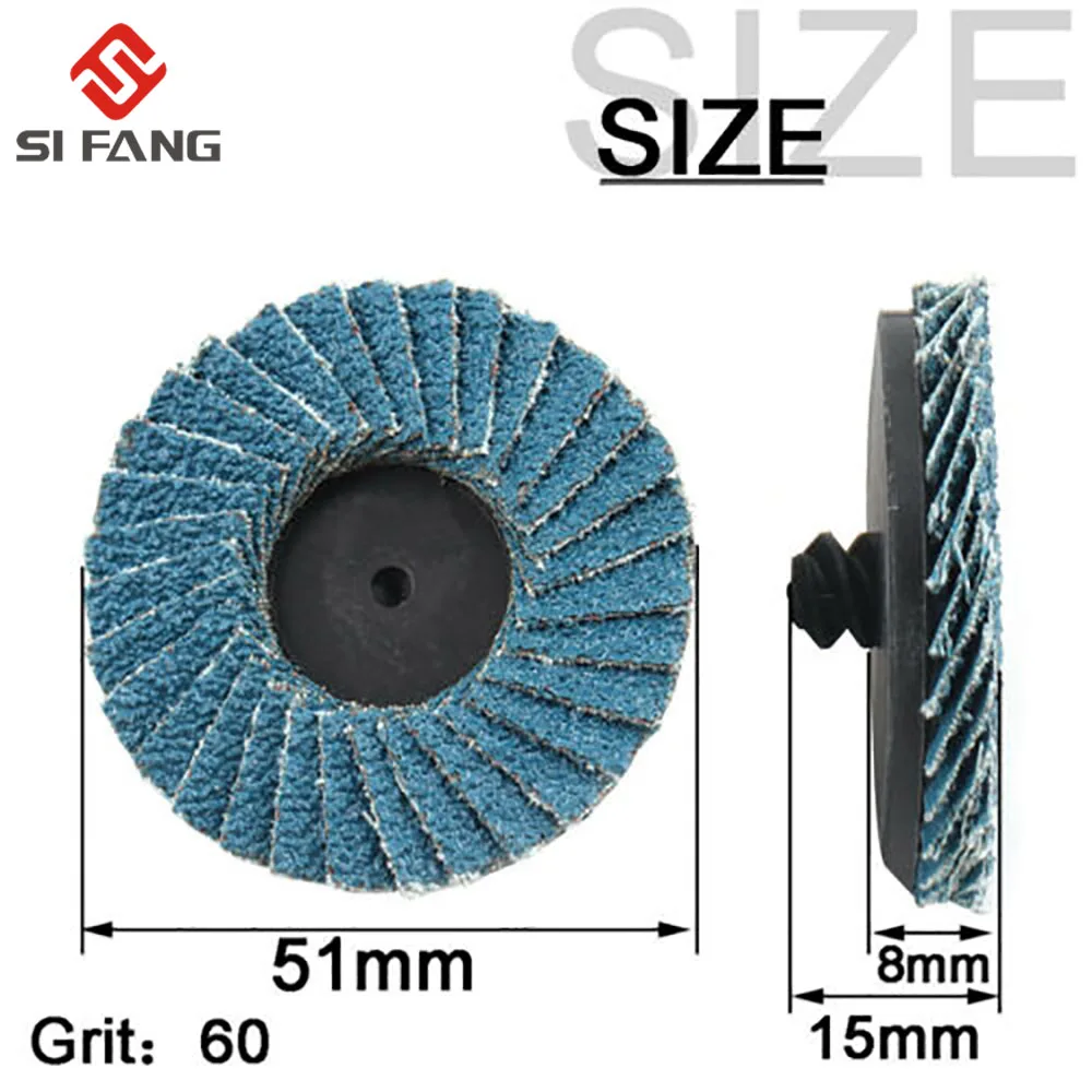 11/21 stücke 50mm Flache Professionelle Fächerscheiben Roll Lock Schleifen Schleif Räder 2 zoll Mit Halter Für Winkel schleifer Schleif Werkzeuge – Detail 4