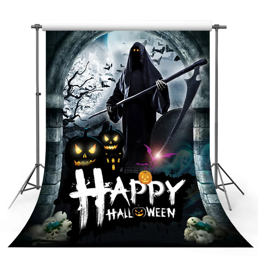 Avezano Halloween Backdrop Pumpkin Lantern Ghost Night Castle Bat Cemetery Photography Backgrounds Photophone Photo Studio Decor