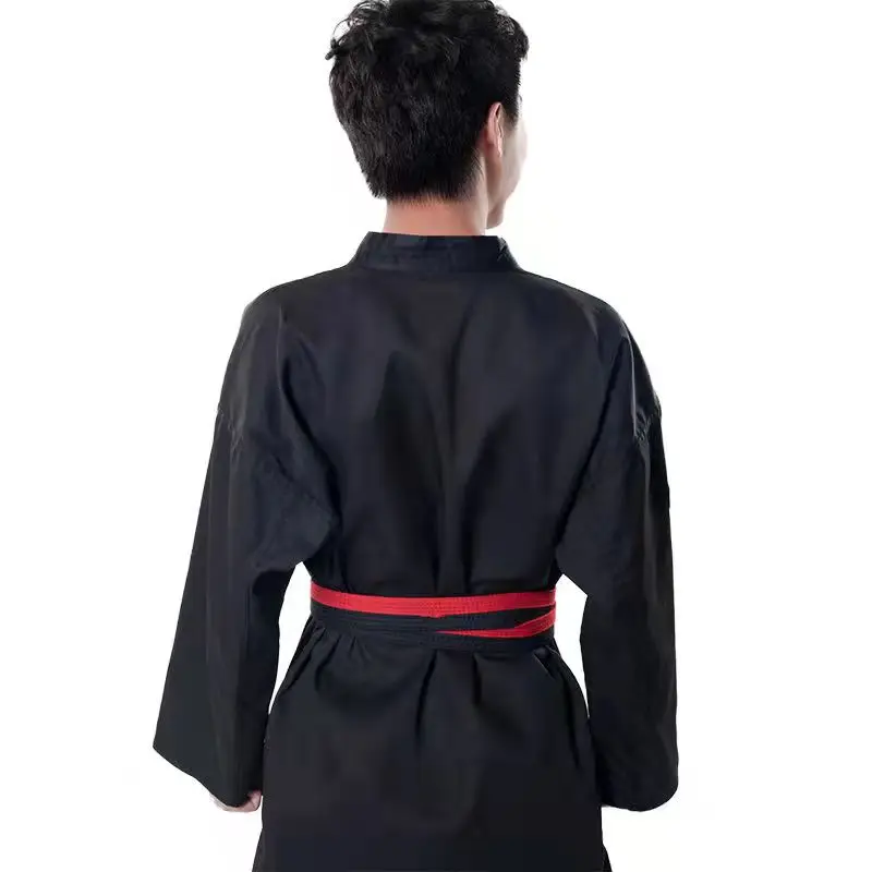 Trajes de Taekwondo de entrenamiento, uniformes bordados de Taekwondo negro de alta calidad, talla aprobada 140-190cm