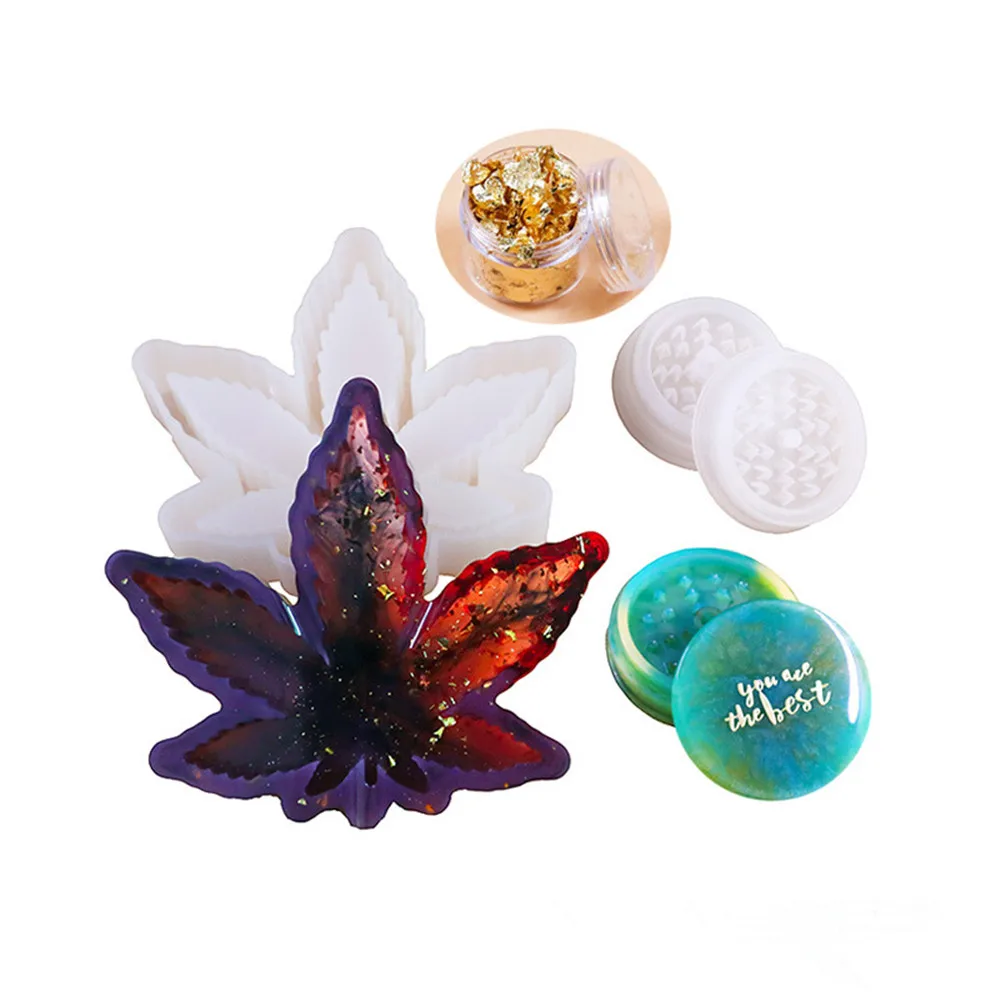 

DIY Crystal Drip Mold Epoxy Resin Molds Maple Leaf Ashtray Cigarette Grinder Silicone Mold Making Accessories Silica Molds Craft