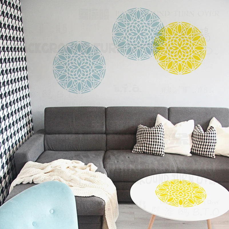 30cm - 70cm Stencil For Painting Mandala Wall Large Decor Template Floor Vintage Extra Floor Mandala Round Line Art S001