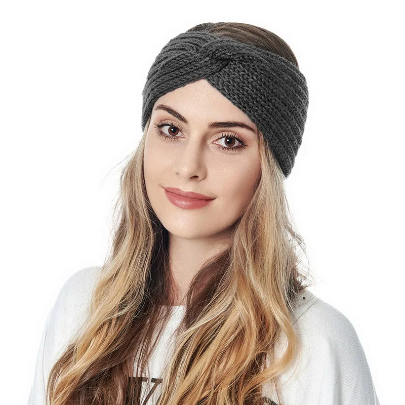 Diadema tejida con orejas más cálidas para invierno, turbante para mujer, diadema de lana elástica, tocado elástico ancho, accesorios para el cabello